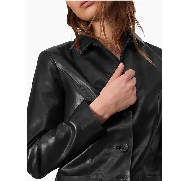 Rag & Bone Drew Faux Leather Black Blazer Size 10 NWT Slim Fit Front Pockets - Picture 4 of 16